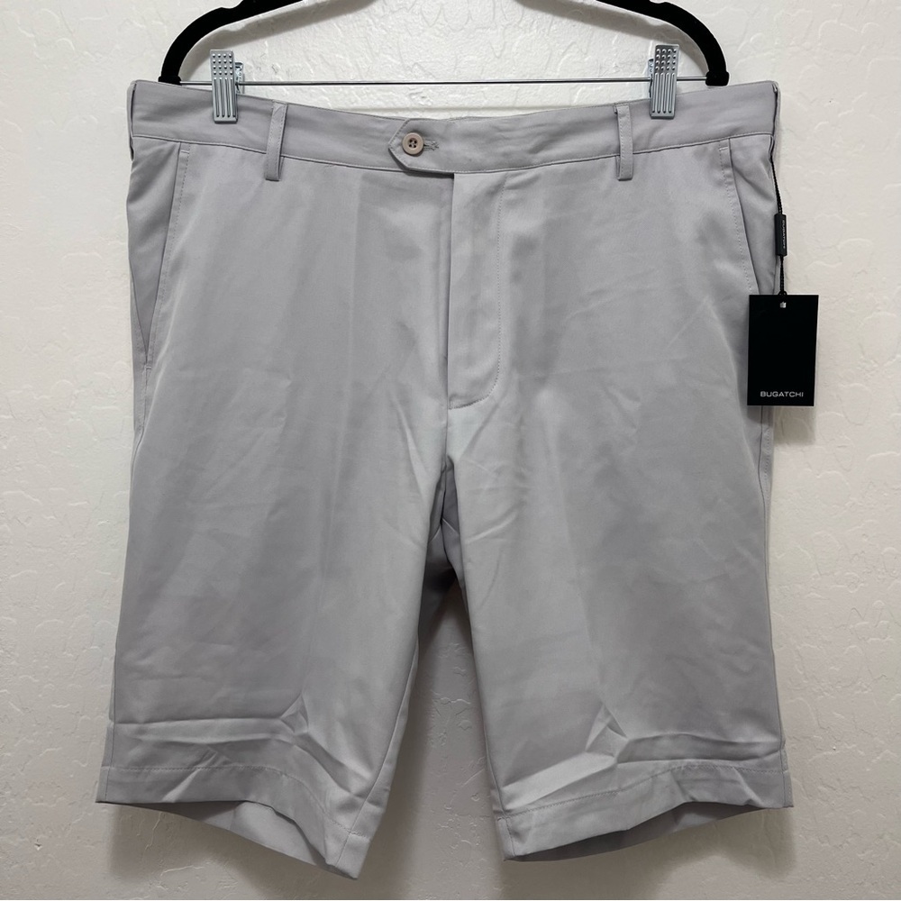 Bugatchi Men’s Gray Flat Front Shorts Size 35 Golf Performance